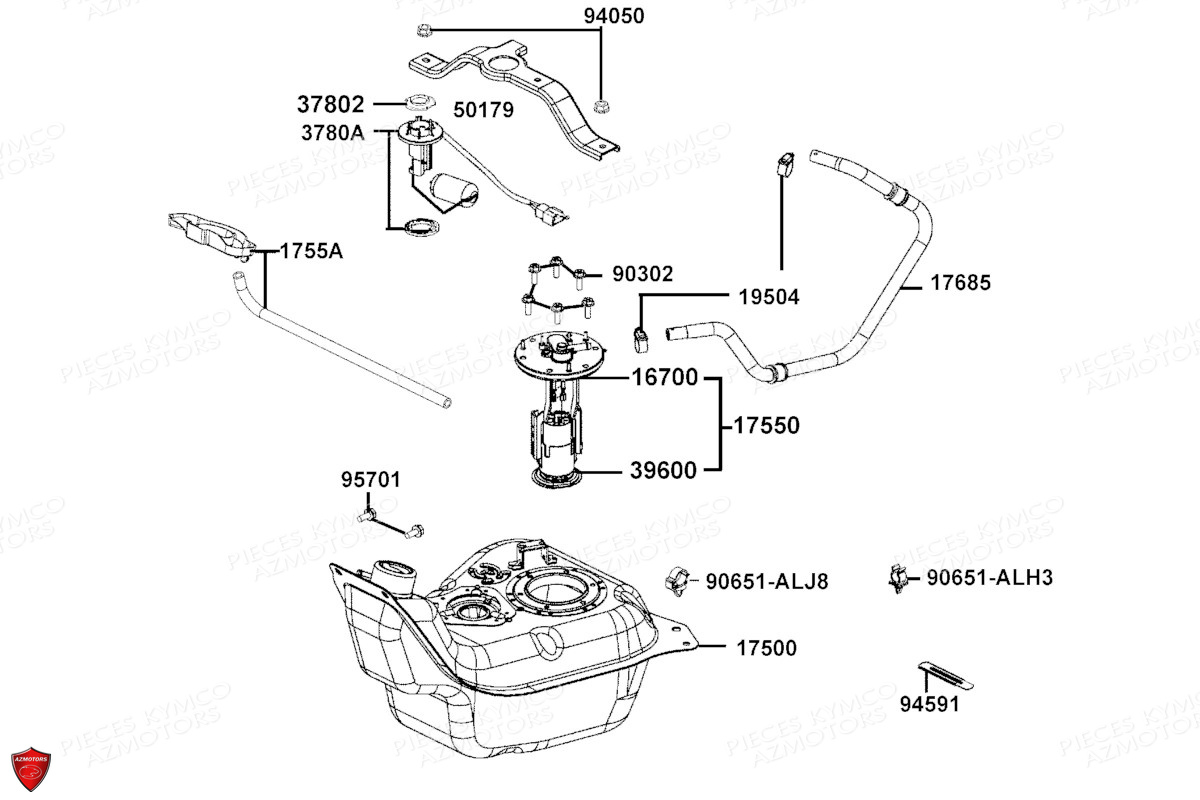 Reservoir A Carburant KYMCO Pièces LIKE 125I ABS NOODOE E5 (TE25CC)