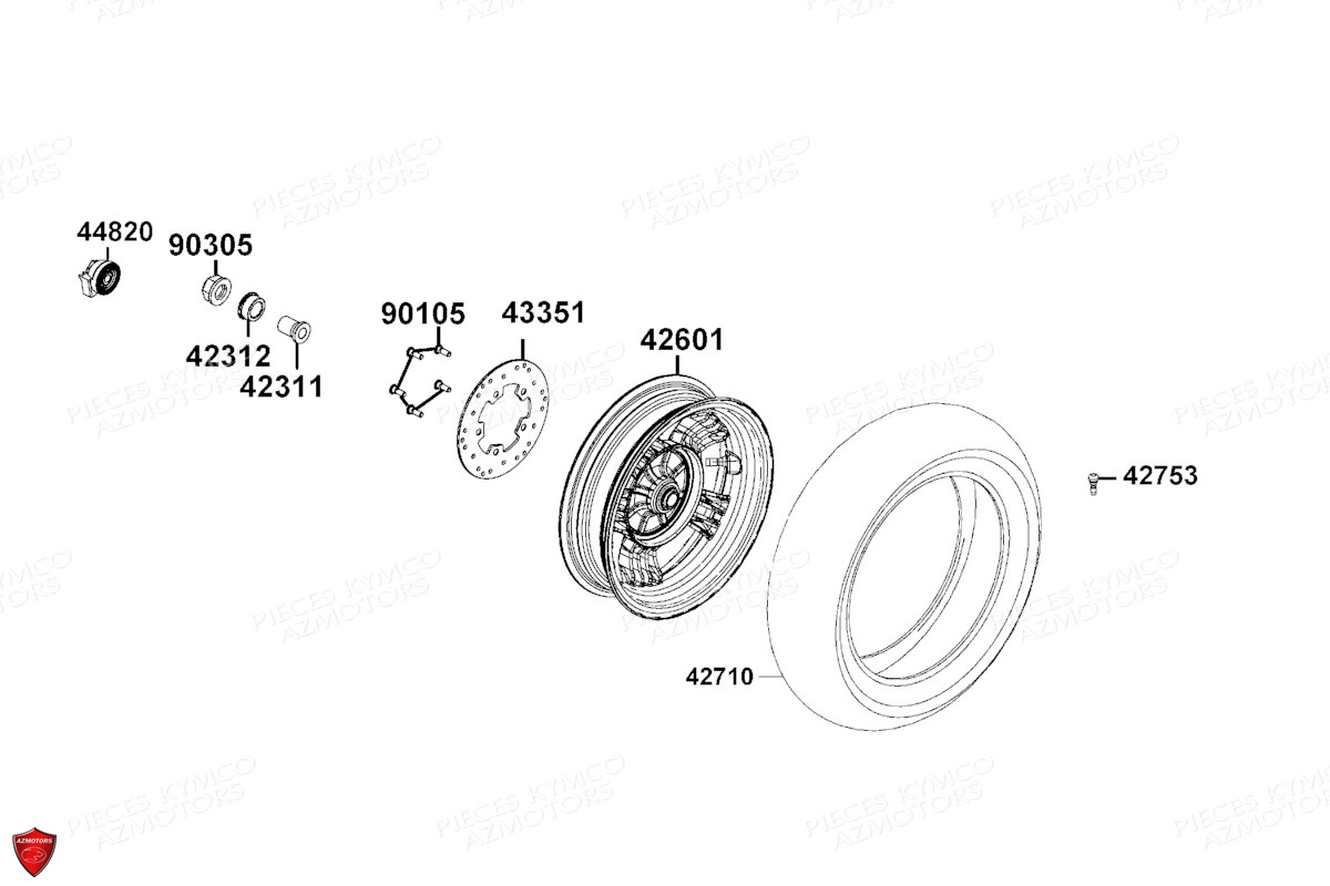 ROUE ARRIERE KYMCO LIKE 125i ABS NOODOE E5