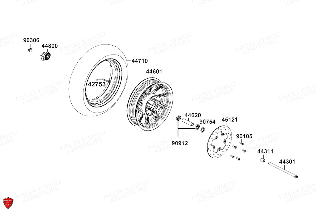 ROUE AVANT KYMCO LIKE 125i ABS NOODOE E5