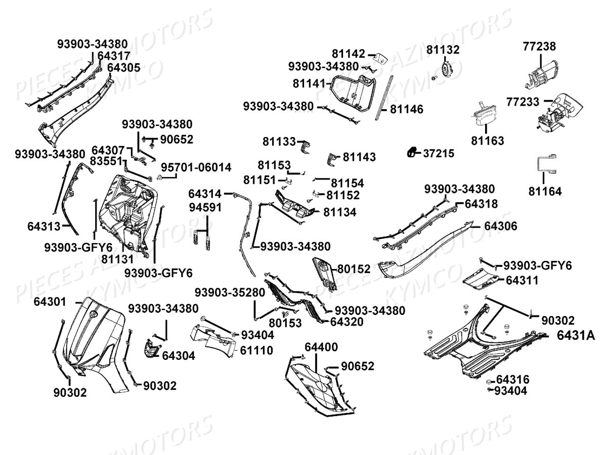 Carenages Avant KYMCO Pièces LIKE 50I 4T EURO4 (TA10AA/TA10AE)