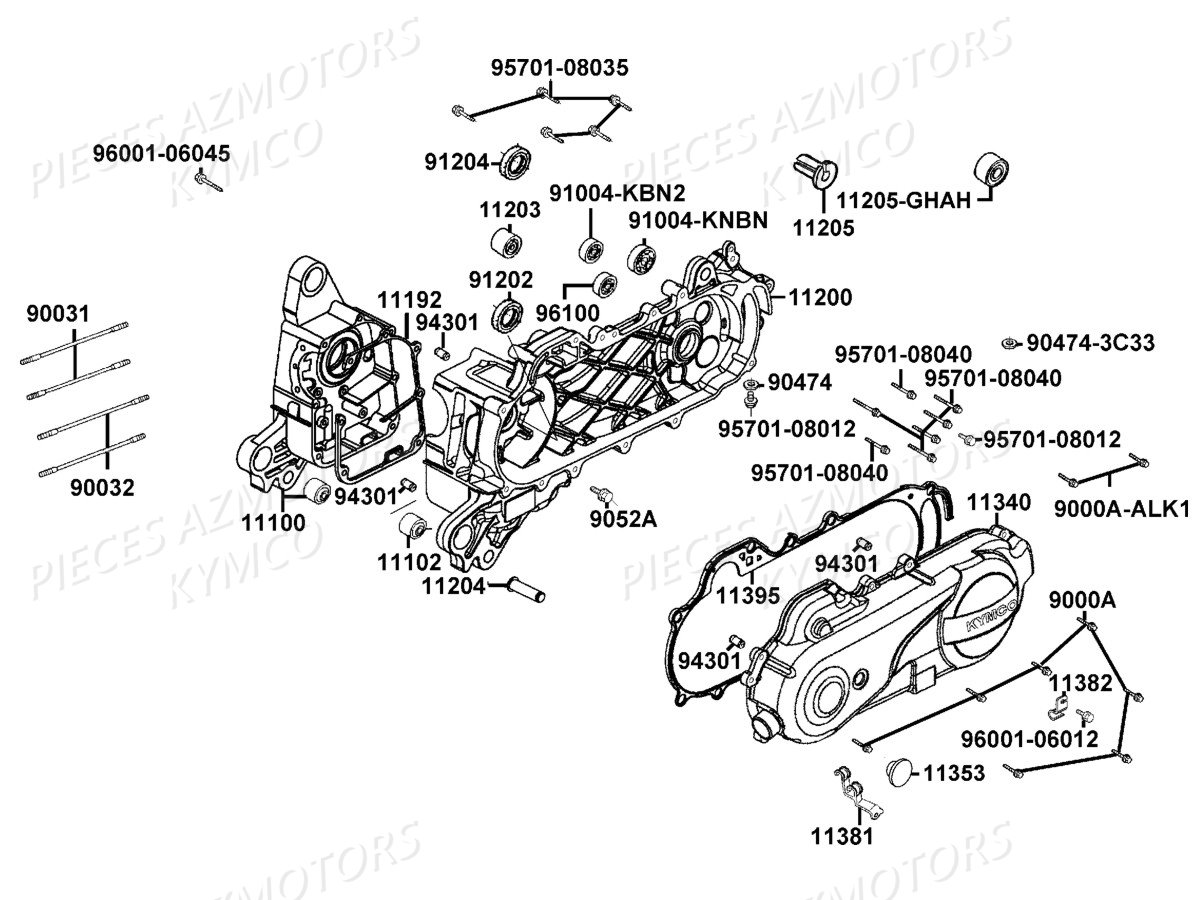 Carters Moteur KYMCO Pièces LIKE 50I 4T EURO4 (TA10AA/TA10AE)