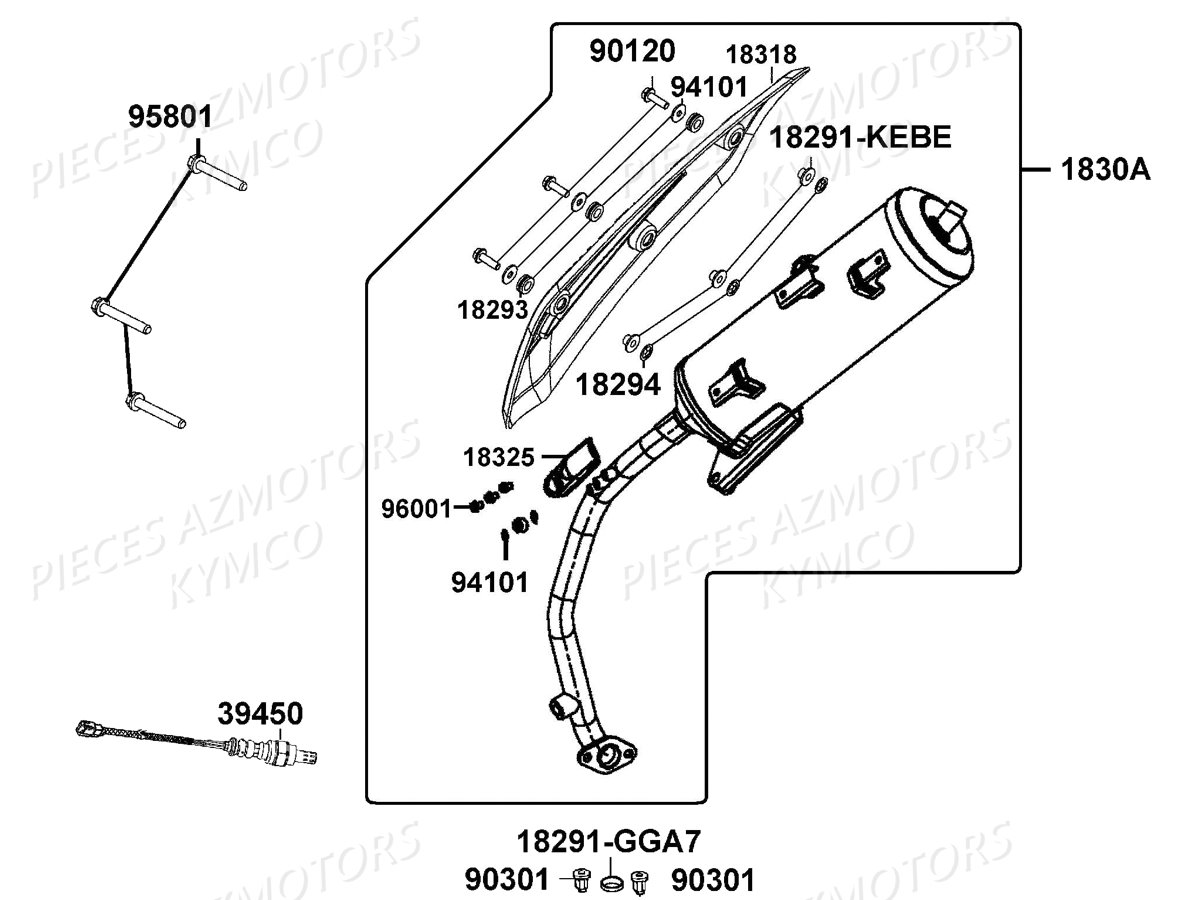 ECHAPPEMENT KYMCO LIKE 50I 4T EURO 4 (TA10AA/TA10AE)