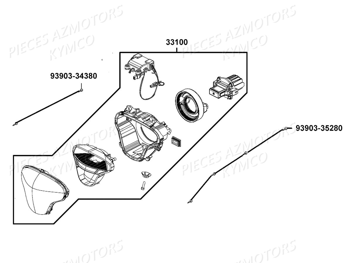 Phares KYMCO Pièces LIKE 50I 4T EURO4 (TA10AA/TA10AE)