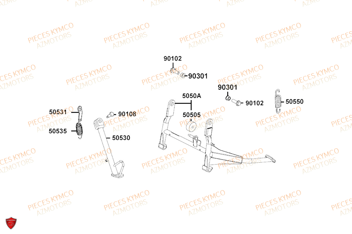 Bequille KYMCO Pièces LIKE 50I 4T EURO5 (TA10EA/TA10EE)