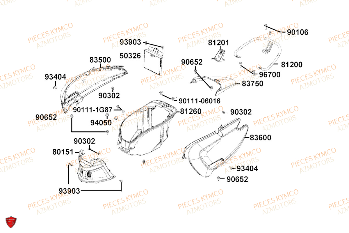 CARENAGE ARRIERE KYMCO LIKE 50I 4T EURO5