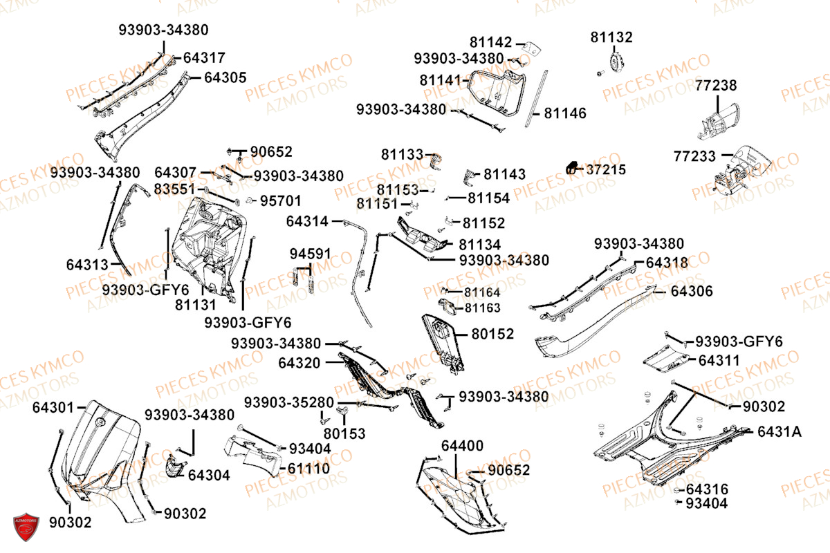 Carenage Avant KYMCO Pièces LIKE 50I 4T EURO5 (TA10EA/TA10EE)