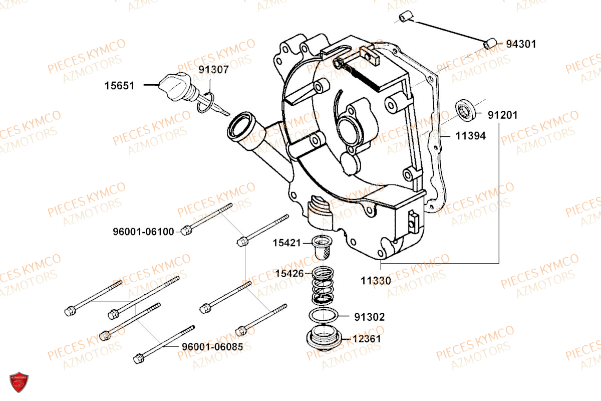 Carter Droit KYMCO Pièces LIKE 50I 4T EURO5 (TA10EA/TA10EE)