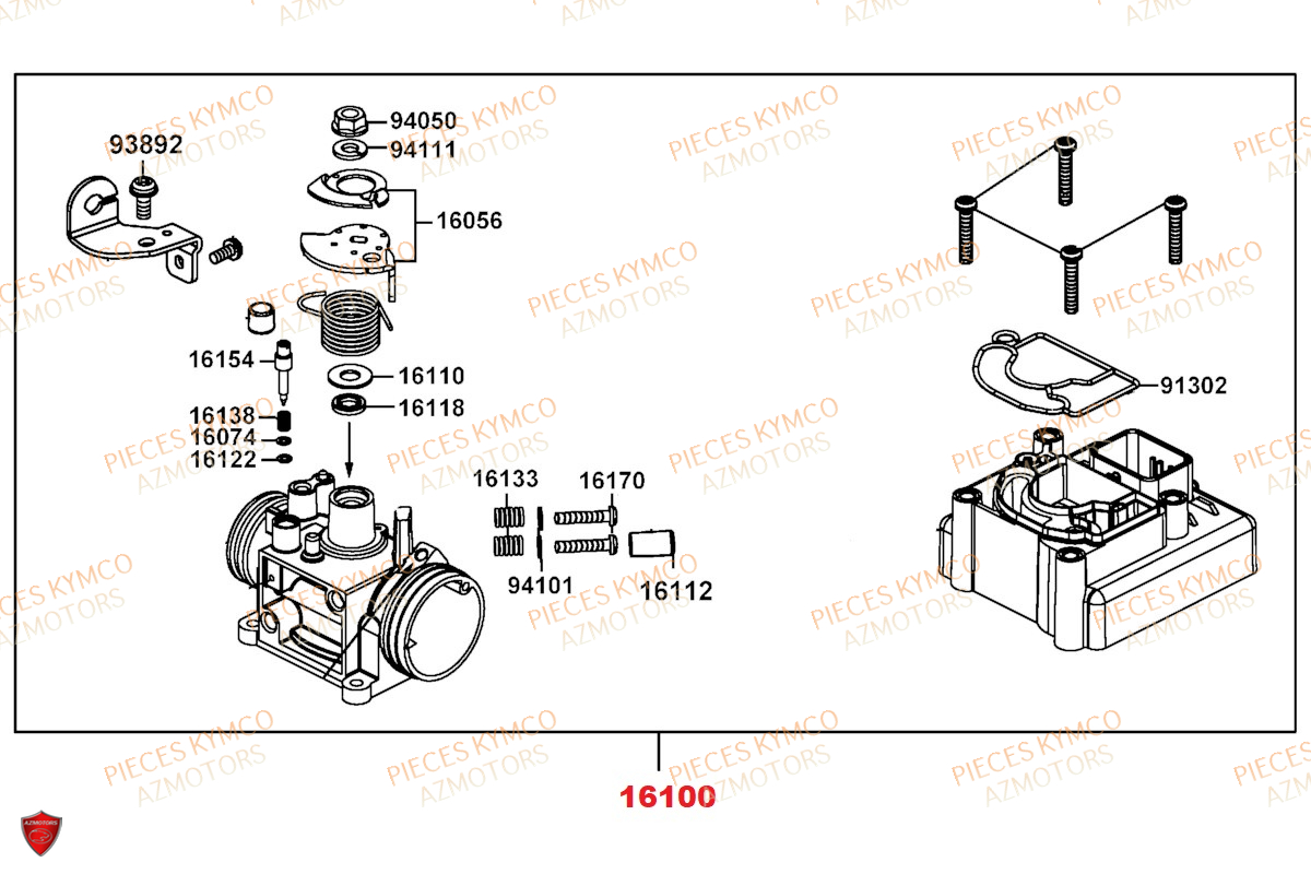 CORPS PAPILLON KYMCO LIKE 50I 4T EURO5