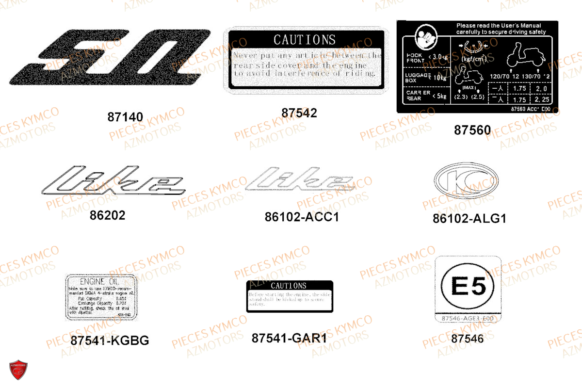 Decors KYMCO Pièces LIKE 50I 4T EURO5 (TA10EA/TA10EE)