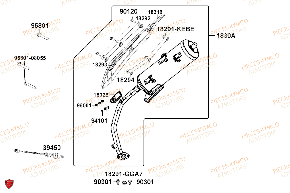 ECHAPPEMENT KYMCO LIKE 50I 4T EURO 5 (TA10EA)