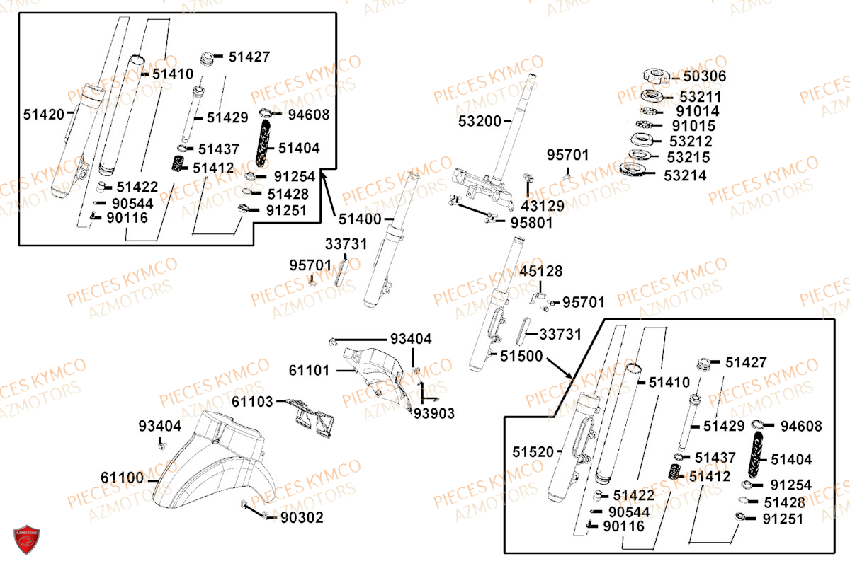 FOURCHE KYMCO LIKE 50I 4T EURO5