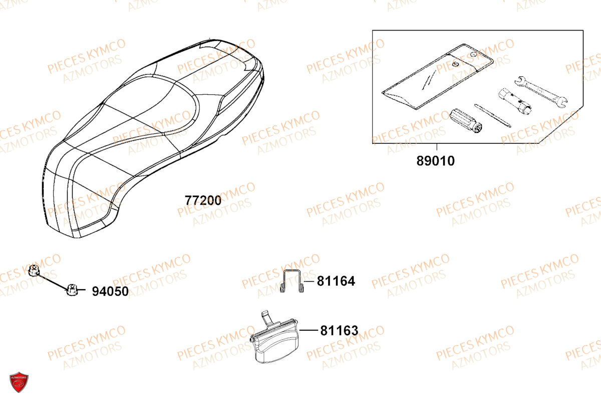 Selle KYMCO Pièces LIKE 50I 4T EURO5 (TA10EA/TA10EE)