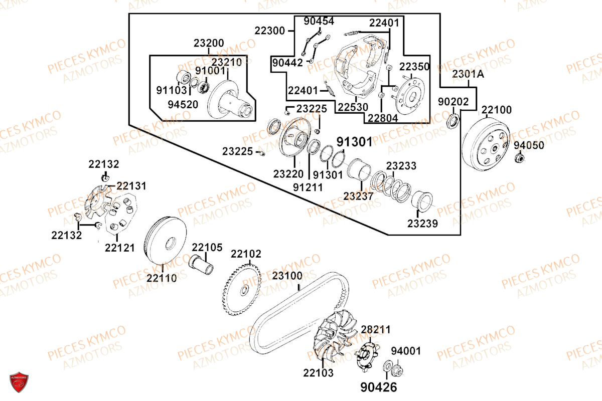 VARIATEUR KYMCO LIKE 50I 4T EURO5