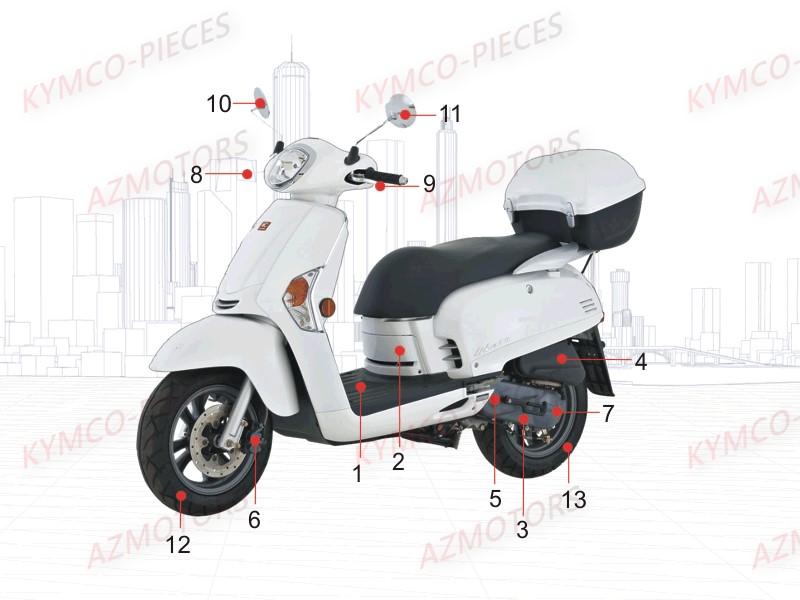 1 Consommables Revision KYMCO Pieces LIKE 50 2T EUROII (KE10AA)