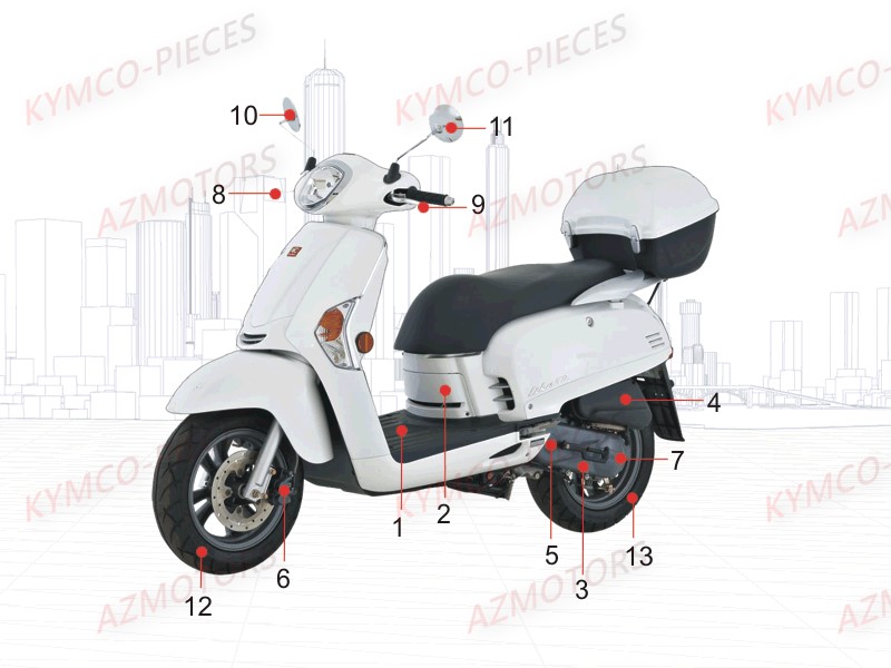 Pièces Kymco SCOOTERS 50cc - 2 Temps commandez vos pièces détachées  d'origine constructeur ✓ AZMOTORS