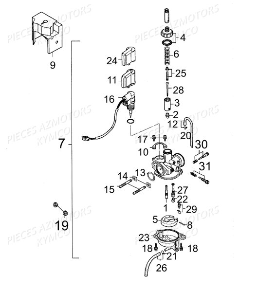 Carburateur KYMCO Pieces LIKE 50 2T EUROII (KE10AA)