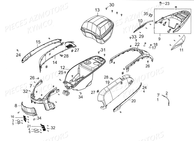 Carenages Arriere KYMCO Pieces LIKE 50 2T EUROII (KE10AA)