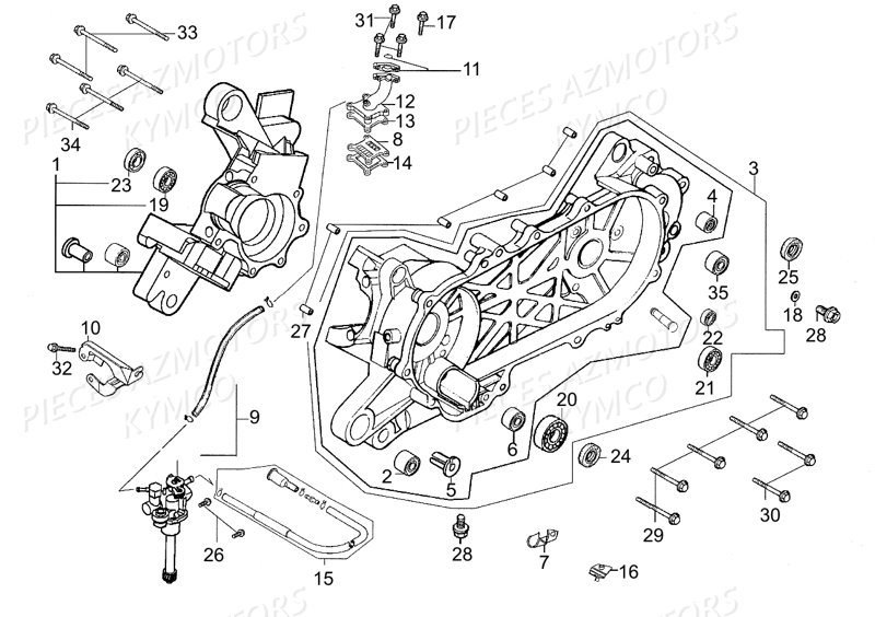 Carter Moteur KYMCO Pieces LIKE 50 2T EUROII (KE10AA)