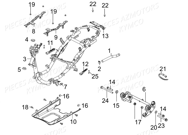 Chassis KYMCO Pieces LIKE 50 2T EUROII (KE10AA)