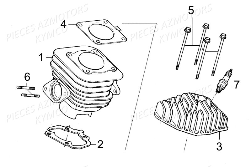 Cylindre KYMCO Pieces LIKE 50 2T EUROII (KE10AA)