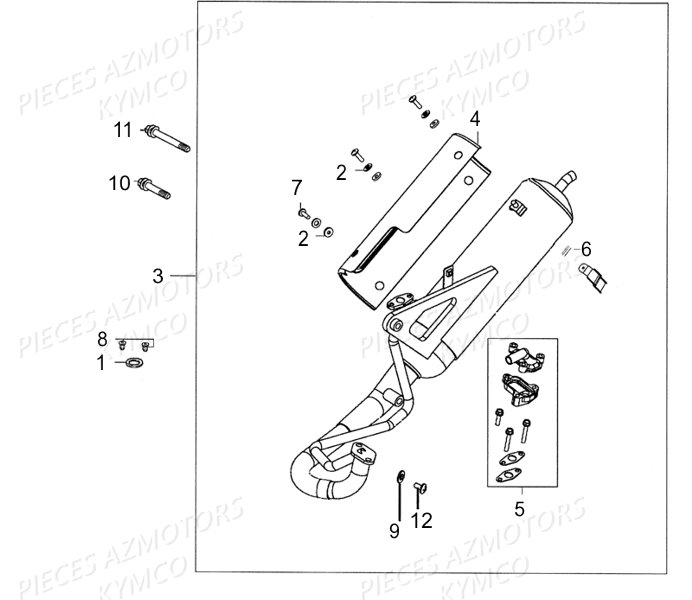 Echappement KYMCO Pieces LIKE 50 2T EUROII (KE10AA)