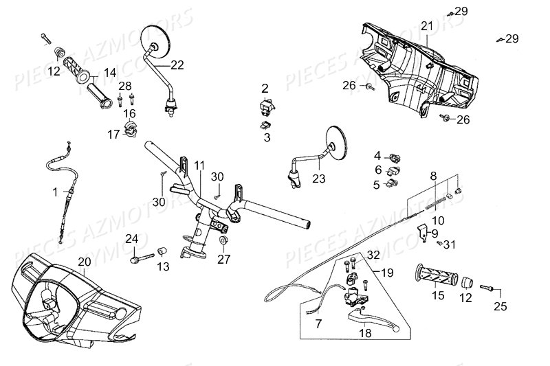 Guidon Retroviseurs KYMCO Pieces LIKE 50 2T EUROII (KE10AA)