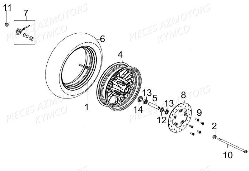 ROUE AVANT KYMCO LIKE 50 2T