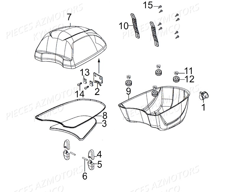 Top Case Detail KYMCO Pieces LIKE 50 2T EUROII (KE10AA)