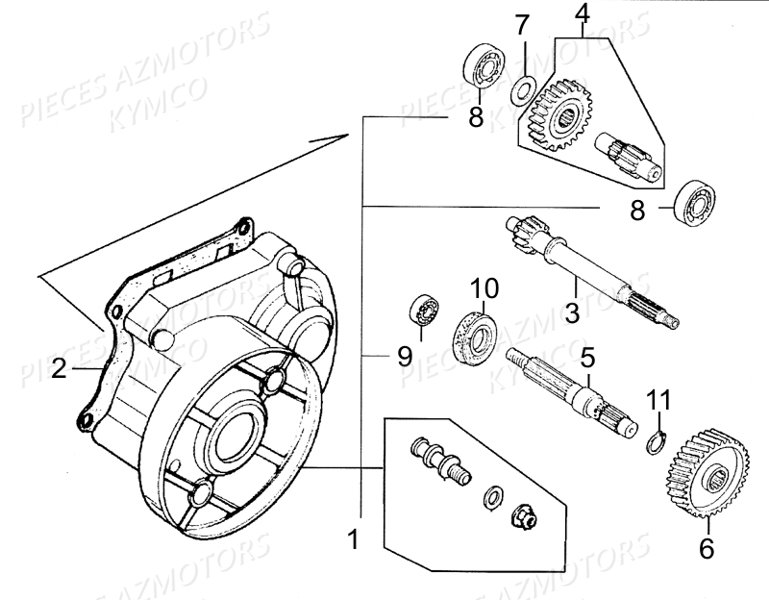 Transmission KYMCO Pieces LIKE 50 2T EUROII (KE10AA)