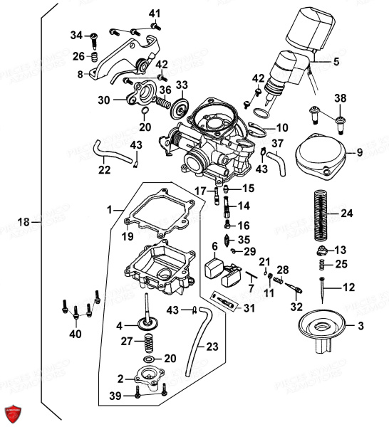 Carburateur KYMCO Pièces LIKE 50 4T EURO II (KG10AA)