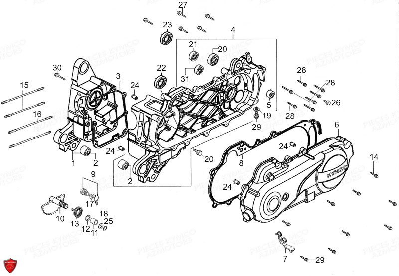 Carter Moteur KYMCO Pièces LIKE 50 4T EURO II (KG10AA)