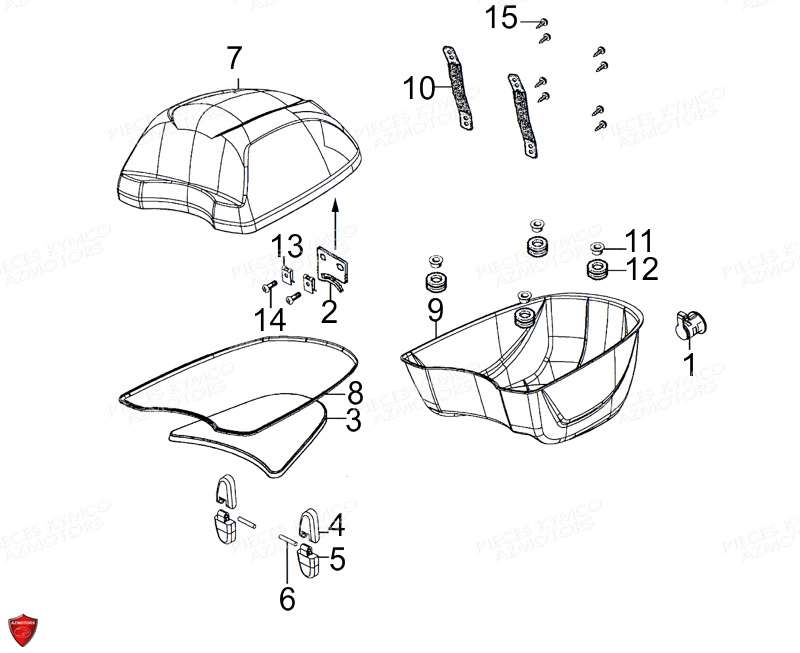 Top Case Detail KYMCO Pièces LIKE 50 4T EURO II (KG10AA)