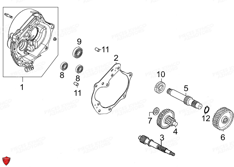 Transmission KYMCO Pièces LIKE 50 4T EURO II (KG10AA)