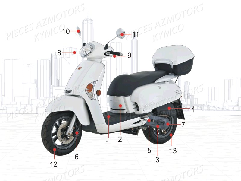 1 Consommables Revision KYMCO Pieces LIKE 50 LX 2T EUROII (KE10AD)