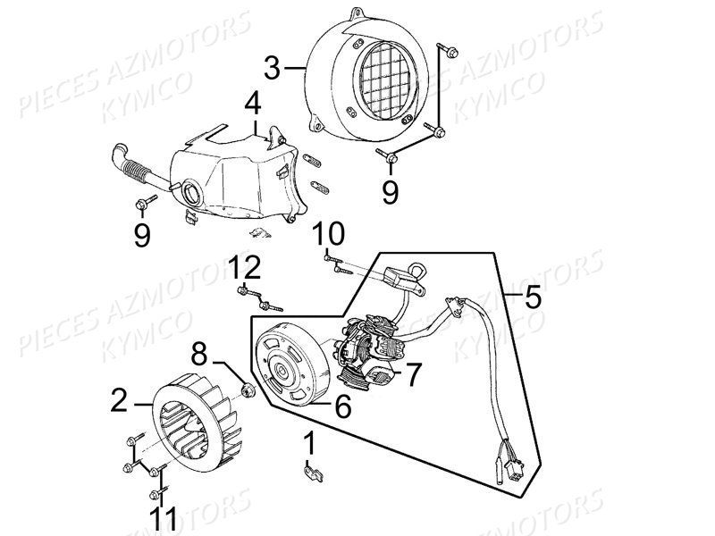 Allumage Turbine De Pompe Refroidissement KYMCO Pieces LIKE 50 LX 2T EUROII (KE10AD)