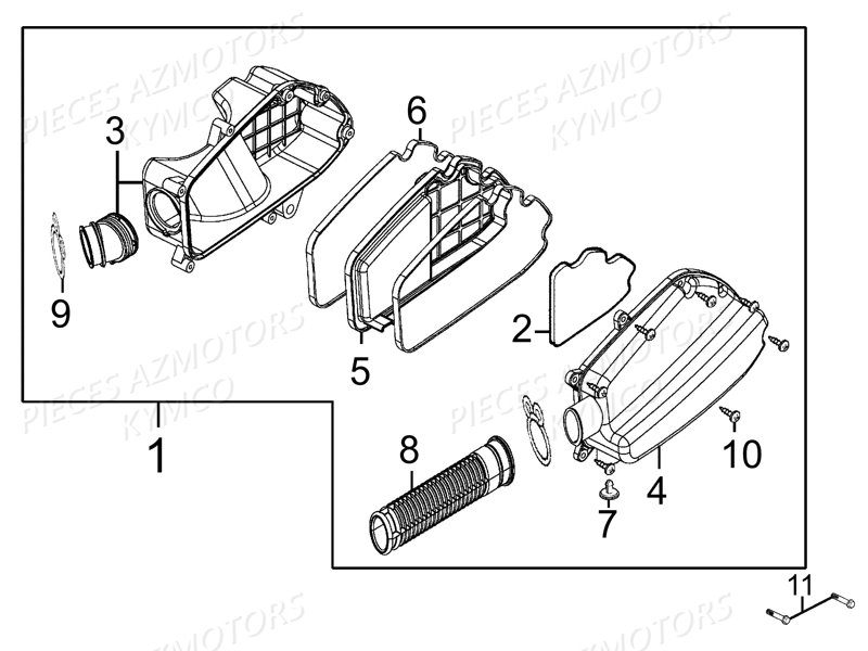 BOITE_A_AIR KYMCO Pieces LIKE 50 LX 2T EUROII (KE10AD)