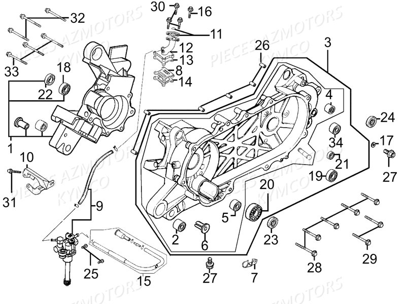 Carter Moteur KYMCO Pieces LIKE 50 LX 2T EUROII (KE10AD)