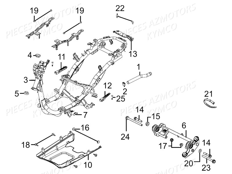 Chassis KYMCO Pieces LIKE 50 LX 2T EUROII (KE10AD)