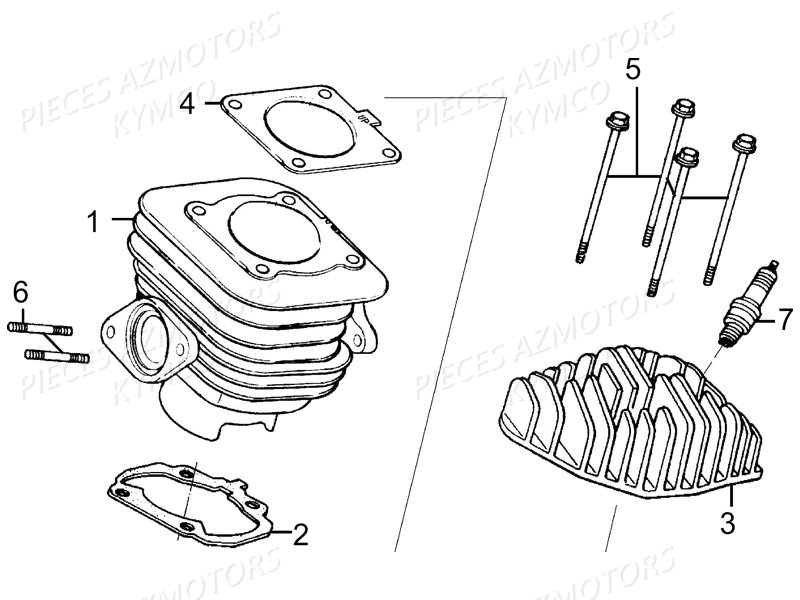 CYLINDRE KYMCO Pieces LIKE 50 LX 2T EUROII (KE10AD)