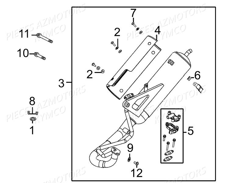 Echappement KYMCO Pieces LIKE 50 LX 2T EUROII (KE10AD)