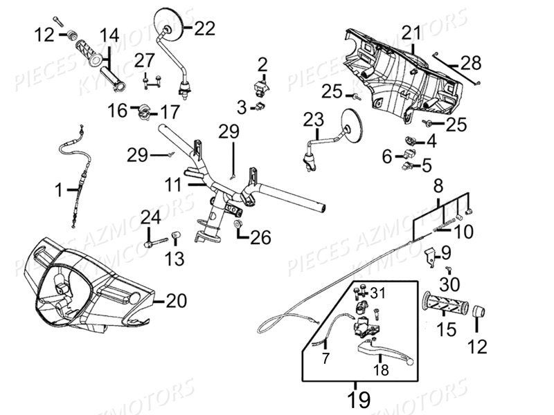 GUIDON RETROVISEURS pour LIKE 50 LX 2T