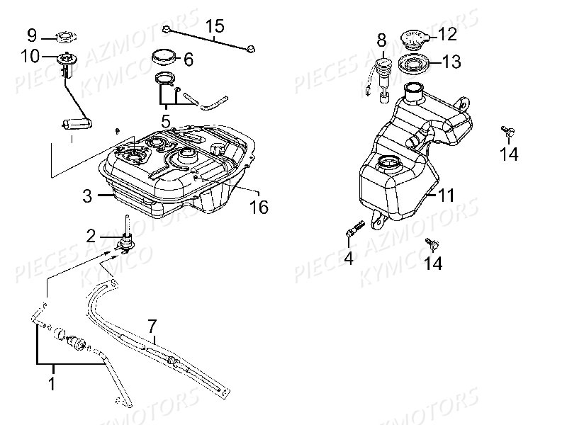 Reservoir KYMCO Pieces LIKE 50 LX 2T EUROII (KE10AD)