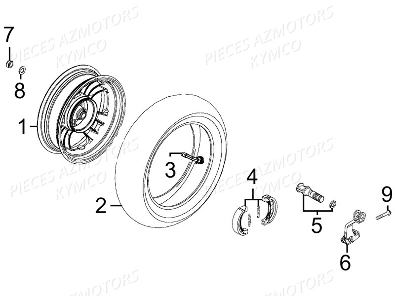 Roue Arriere KYMCO Pieces LIKE 50 LX 2T EUROII (KE10AD)