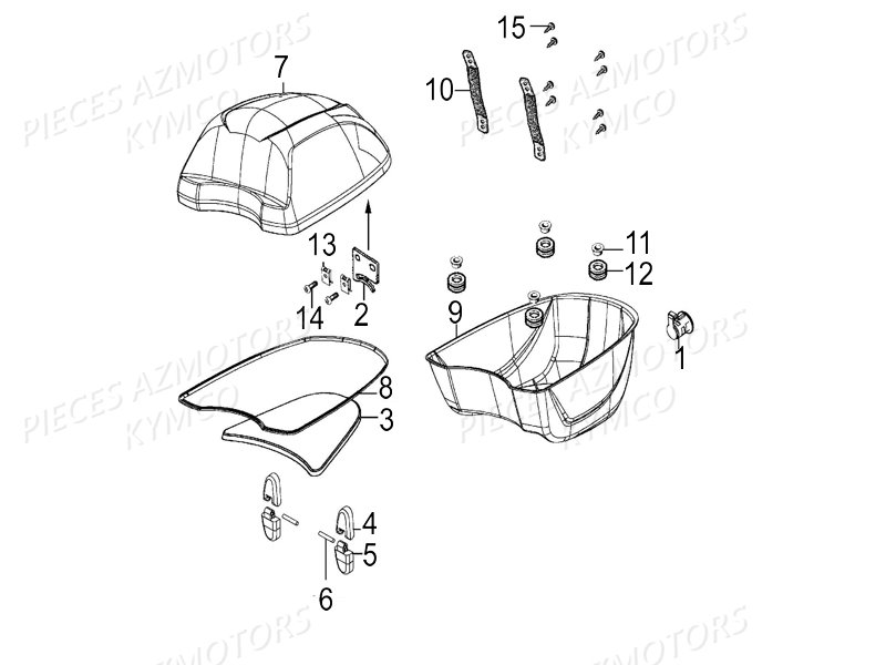 Top Case KYMCO Pieces LIKE 50 LX 2T EUROII (KE10AD)