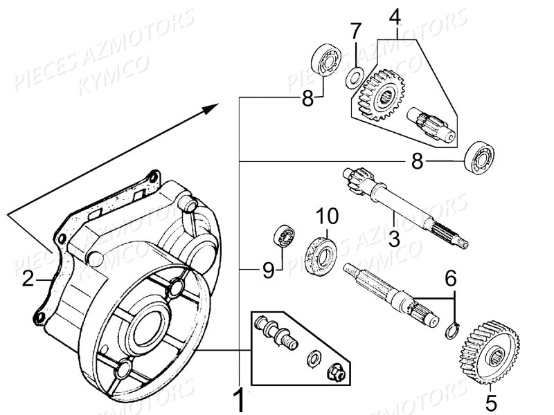 Transmission KYMCO Pieces LIKE 50 LX 2T EUROII (KE10AD)