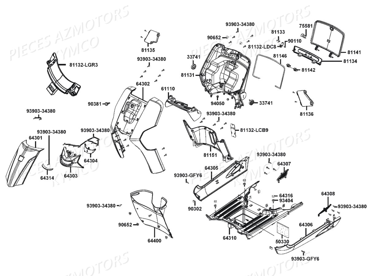 CARENAGES AVANT KYMCO LIKE 50 MMC 2T E2