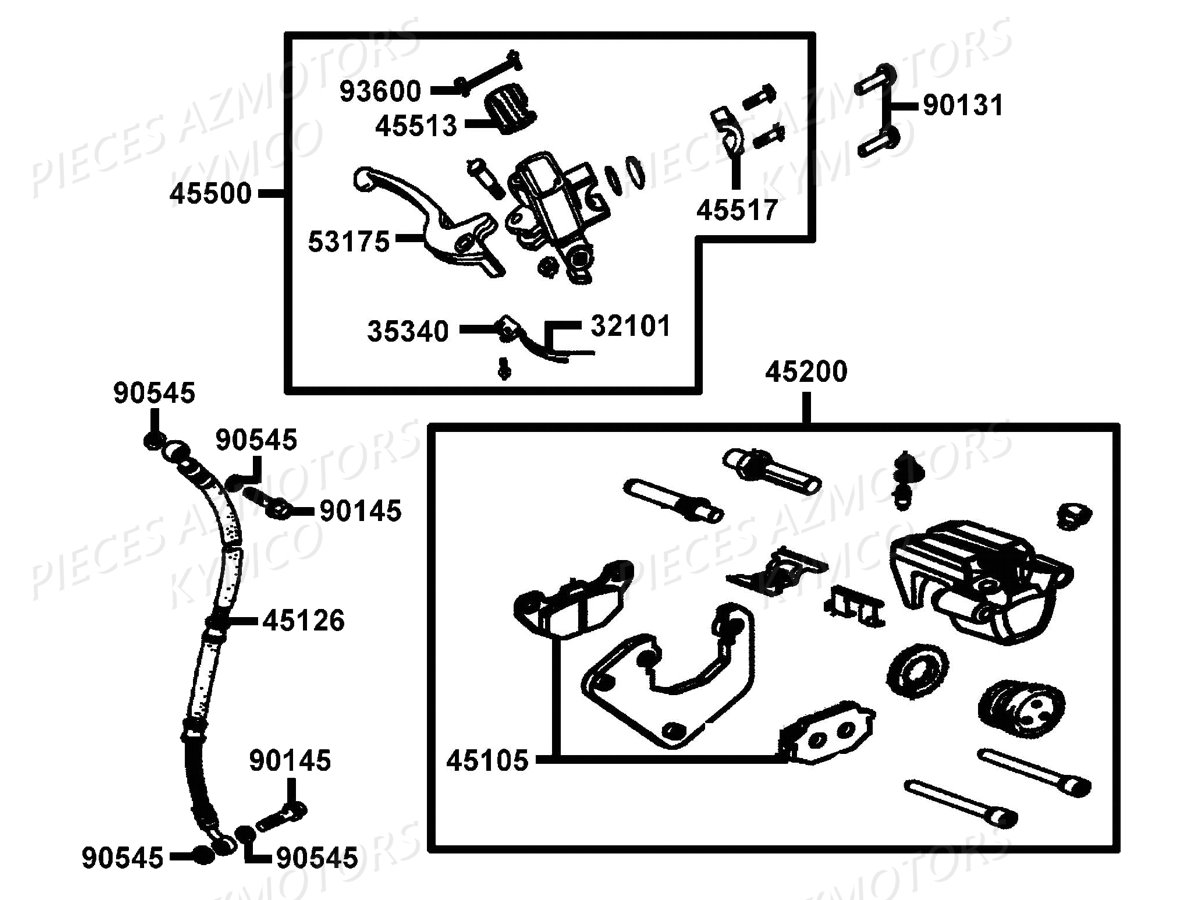 JEU DE PLAQUETTES DE FREIN KYMCO pour FREINS AVANT de LIKE 50 MMC 2T E2
