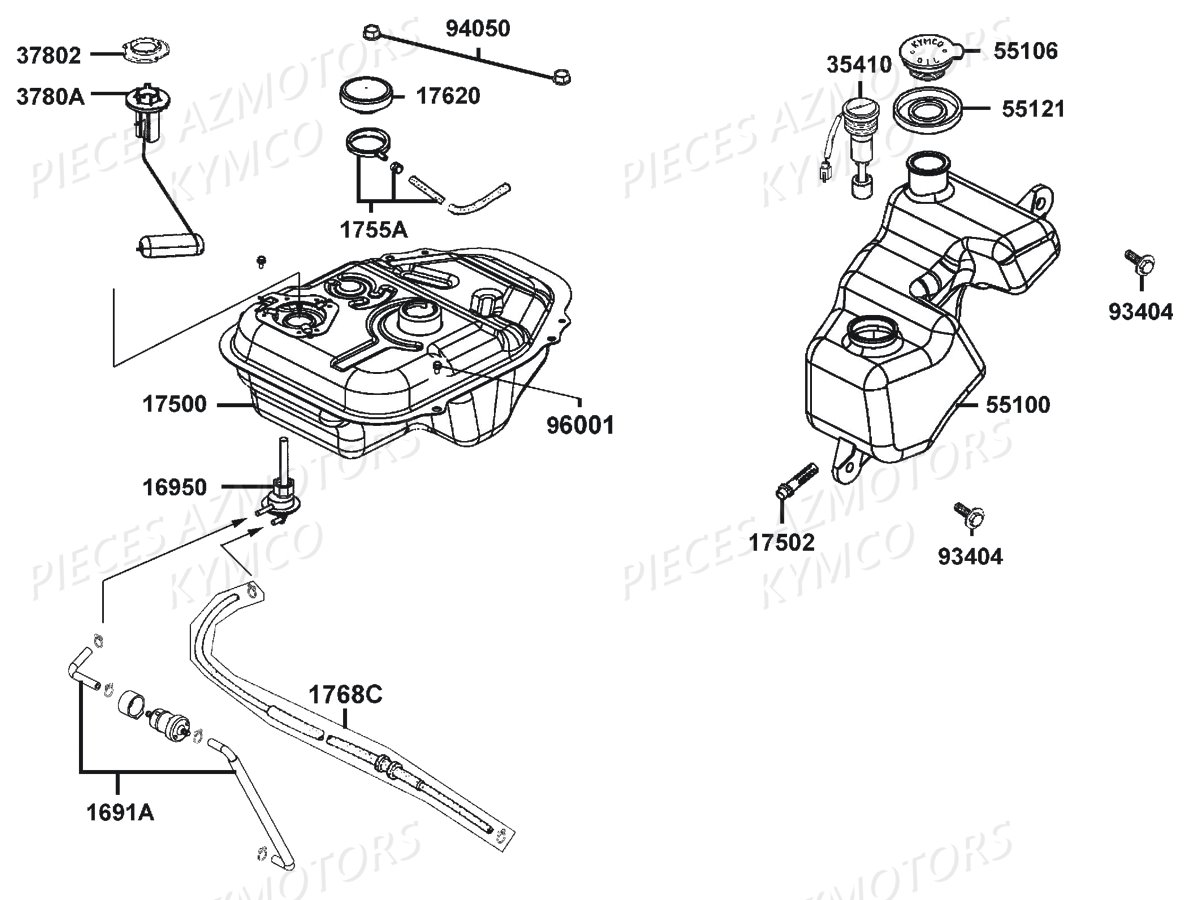 RESERVOIR A CARBURANT KYMCO LIKE 50 MMC 2T E2