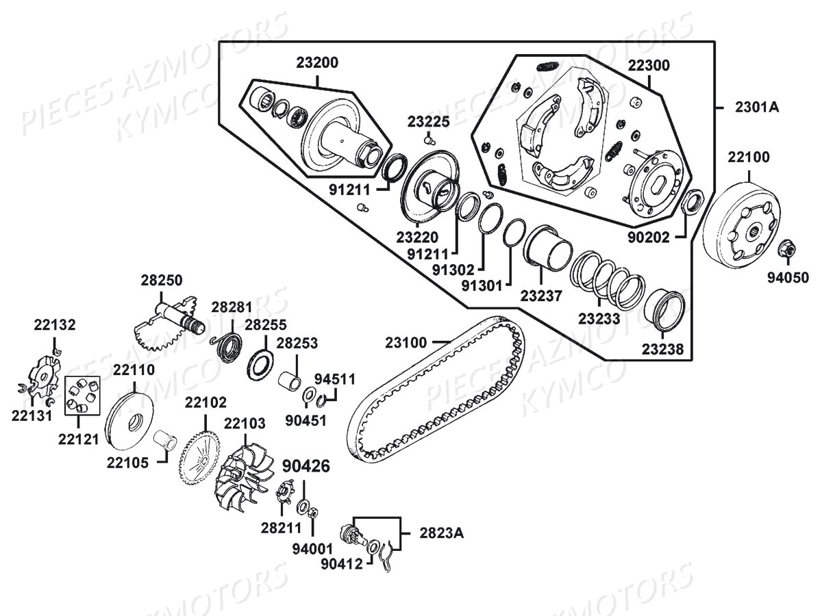 VARIATEUR EMBRAYAGE pour LIKE 50 MMC 2T E2