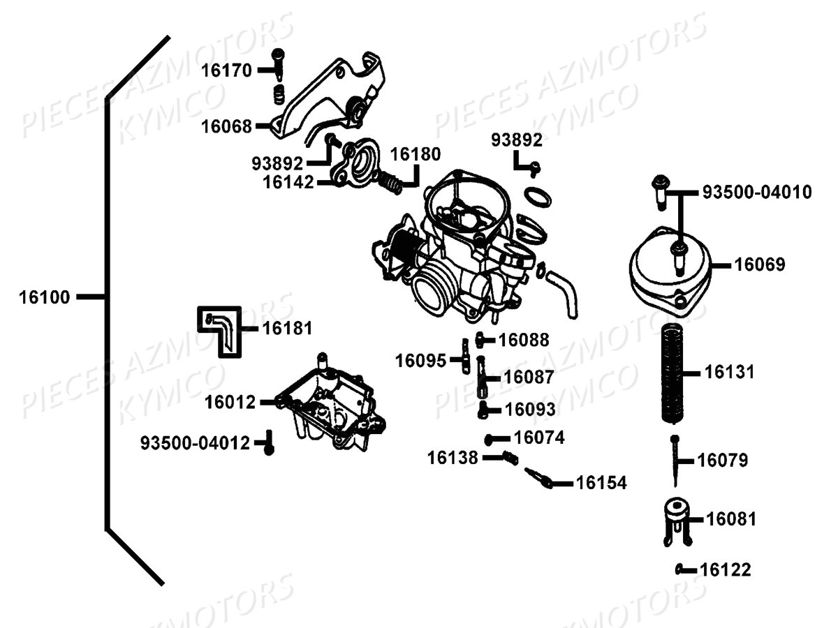 Carburation KYMCO Pièces LIKE 50 4T MMC EURO2 (KG10AX)